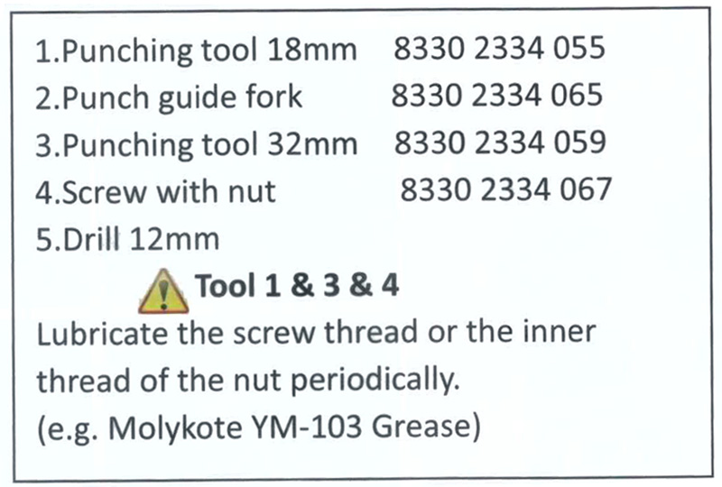 BMW PDC and PMA and SVC Hole Punch SET